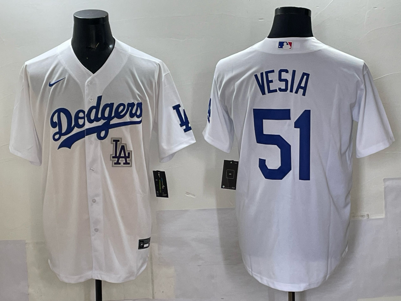 Men Los Angeles Dodgers 51 Vesia white Nike 2025 MLB jersey 002